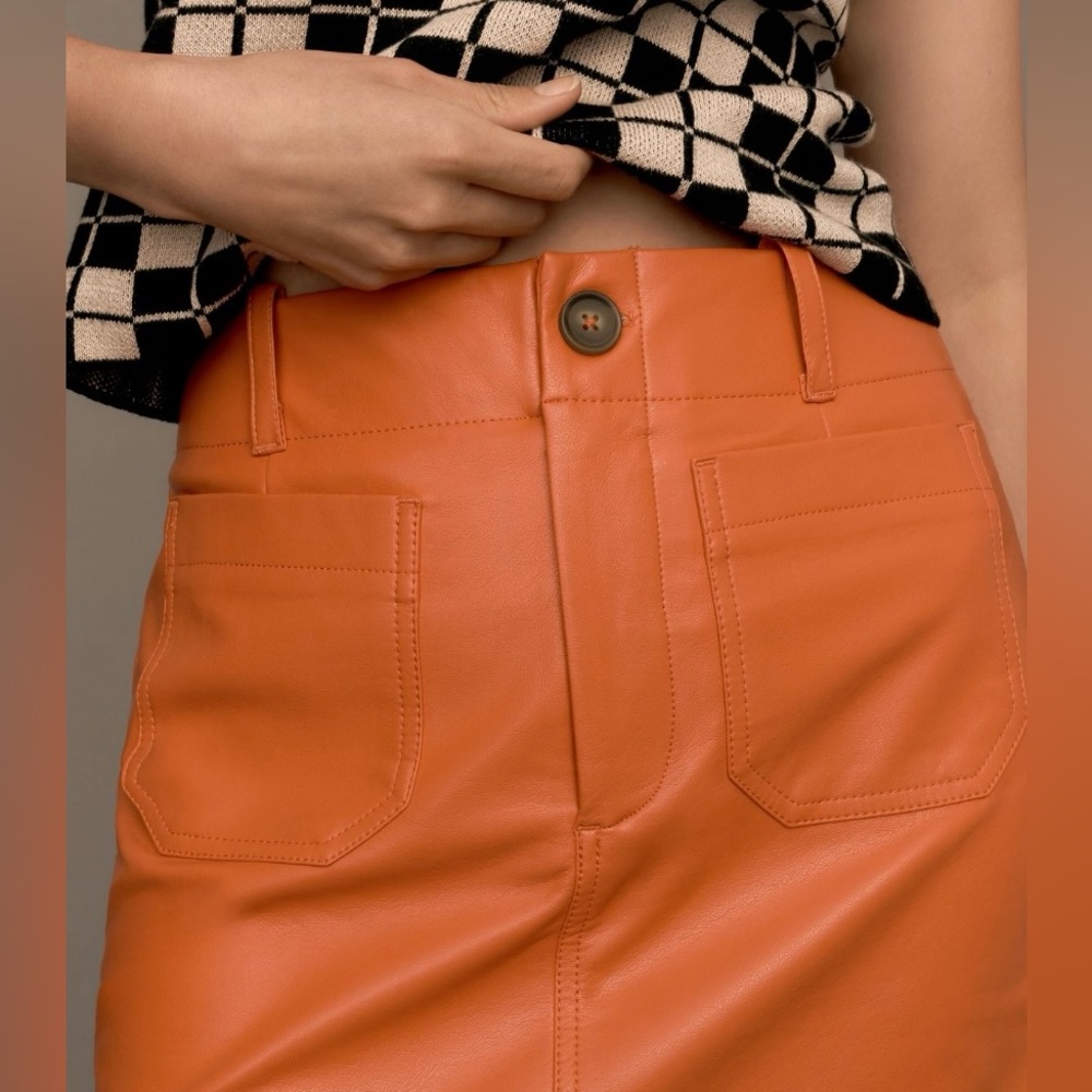 Anthropologie Maeve The Colette Faux Leather Mini Skirt - Picture 2 of 10